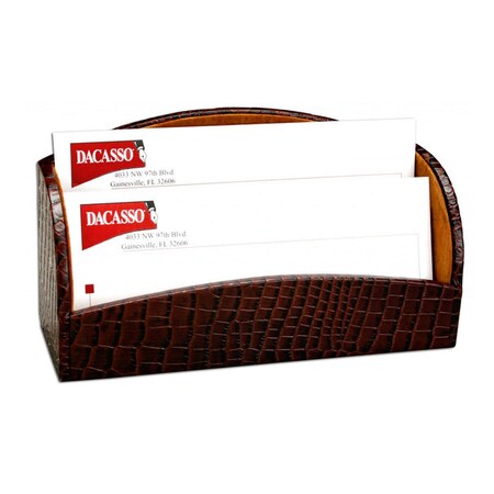 Dacasso Brown Crocodile Embossed Leather Letter Holder AG-2008